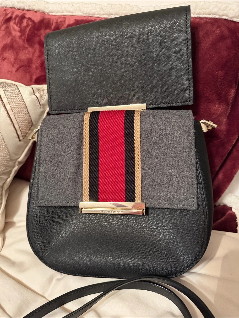 Kate Spade Saffiano leather “Make it Mine” Black Crossbody Satchel bag